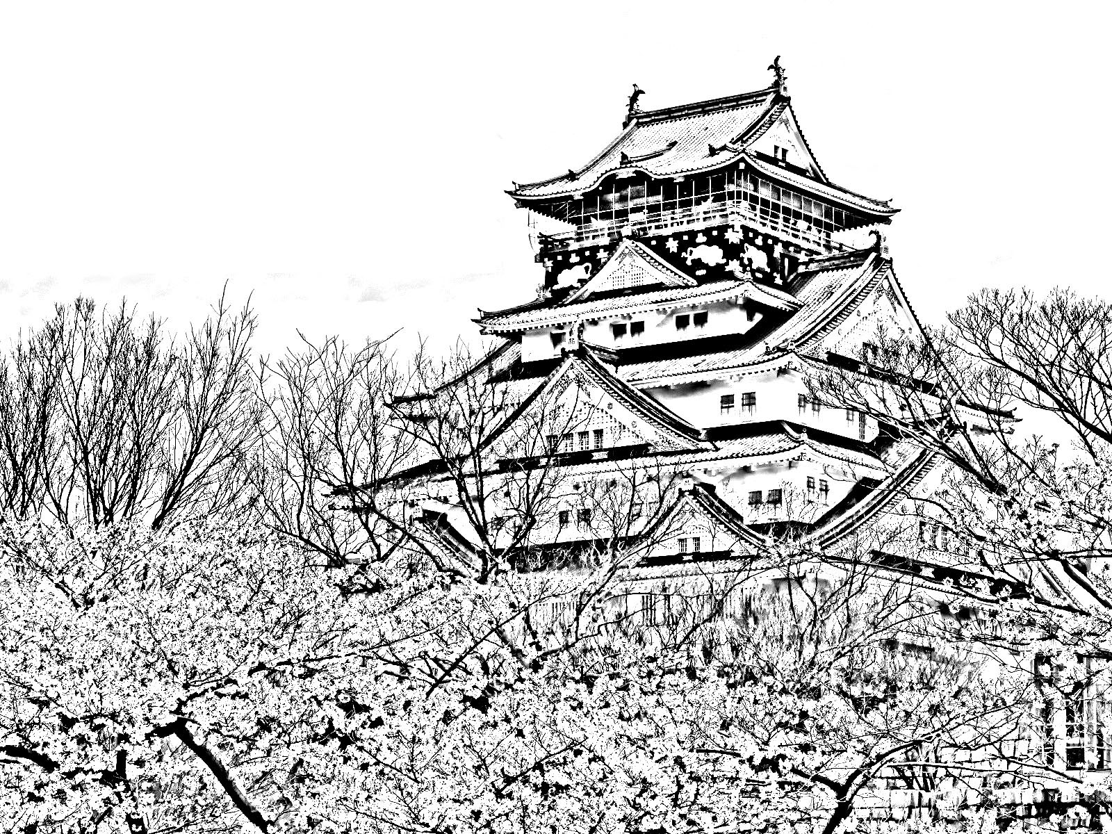 Temple of the cherry blossom season japan
