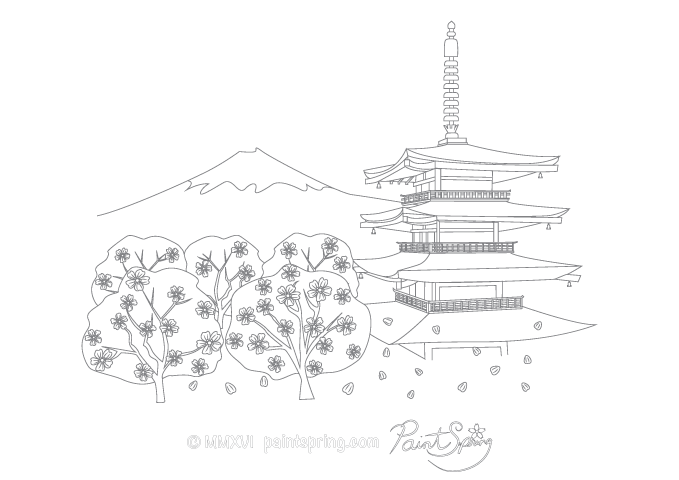Printable japan adult coloring book