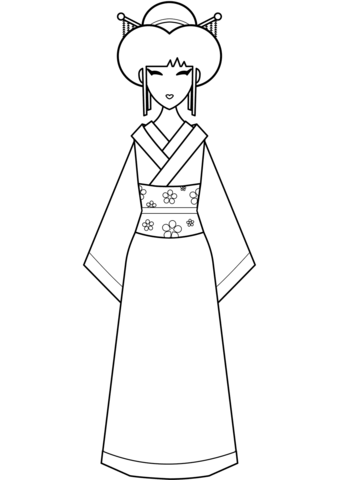 Japanese woman coloring page free printable coloring pages