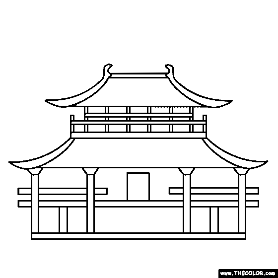 Japanese teple coloring page