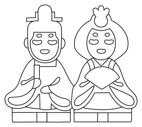 Japanese dolls emoji coloring page free printable coloring pages