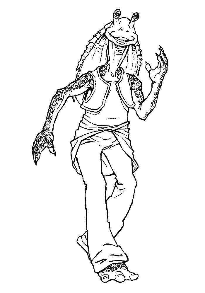 Online coloring pages binks coloring jar jar binks from star wars movie