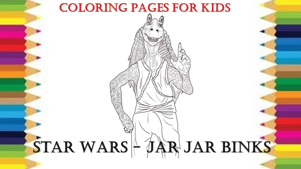 How to color jar jar binks from star wars coloring book for kids jarjarbinks starwars