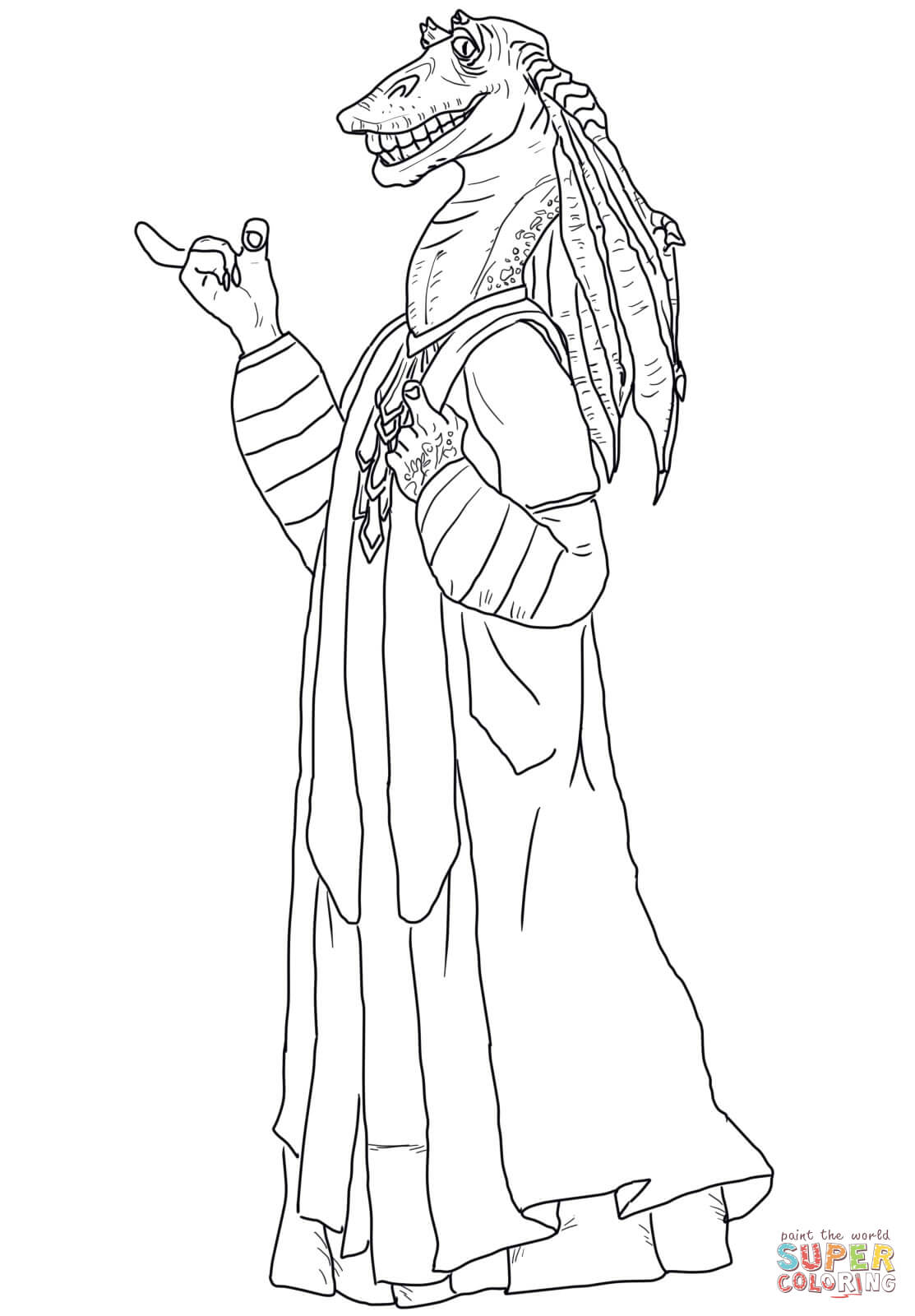 Jar jar binks coloring page free printable coloring pages