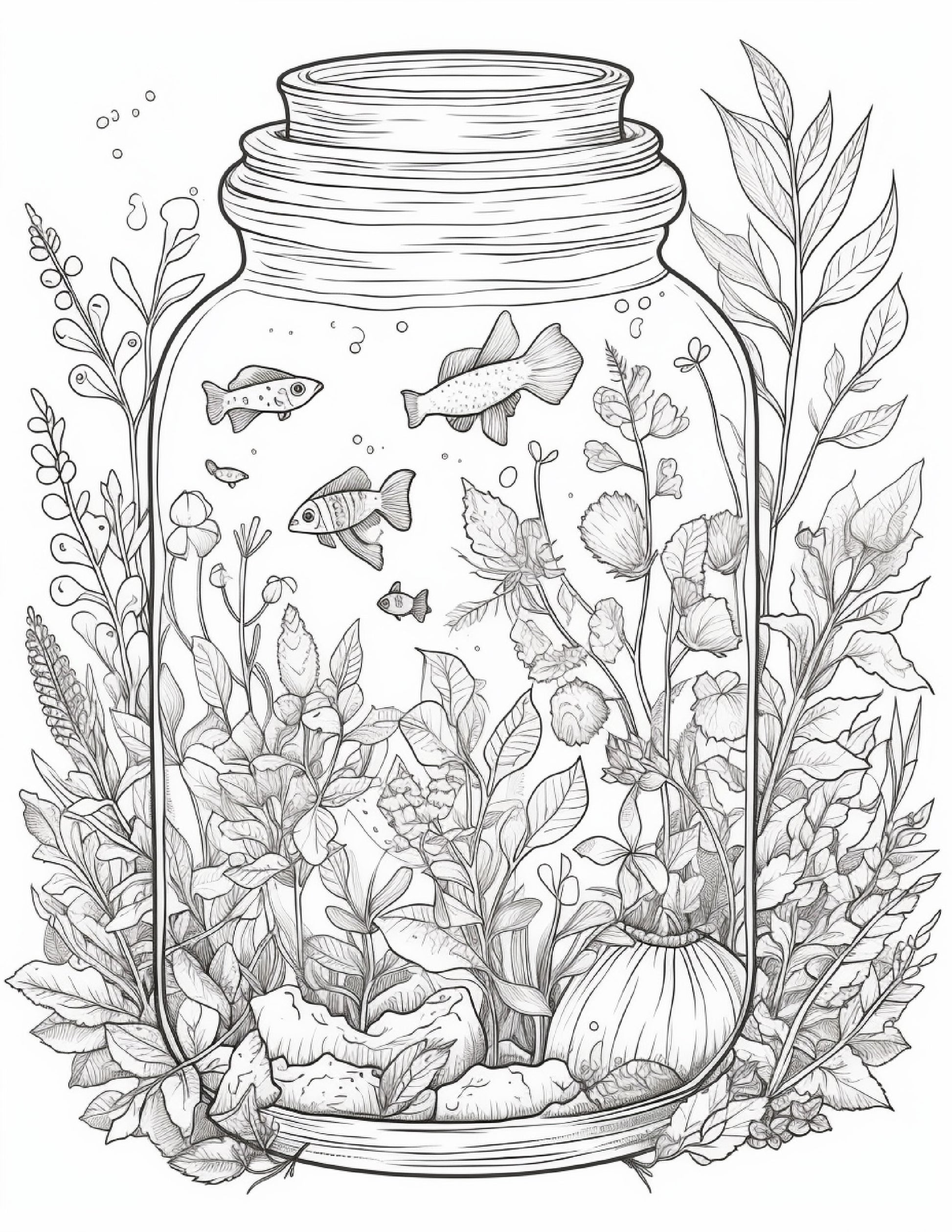Life inside jar printable coloring pages for adults grayscale colo â coloring