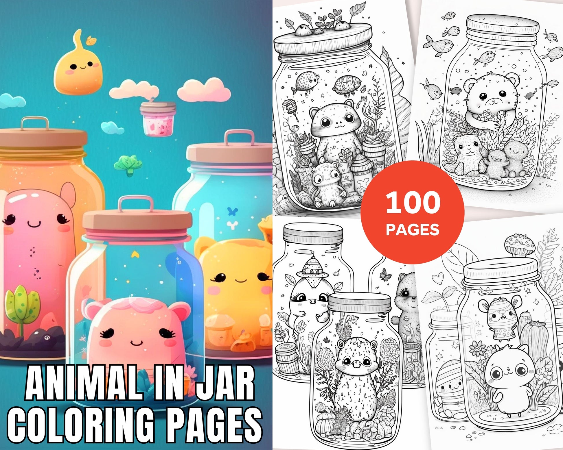 Animal in jar coloring pages printable coloring pages for kids an â coloring