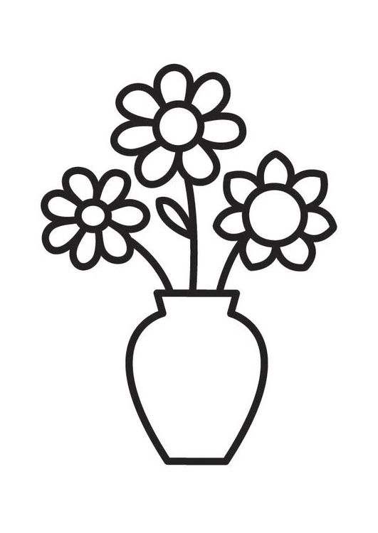 Dibujo para colorear jarrãn con flores