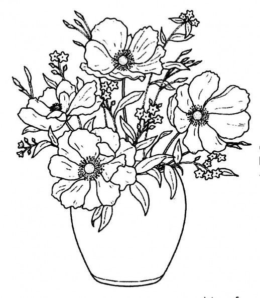 Florero dibujo dibujos flores pintar en tela