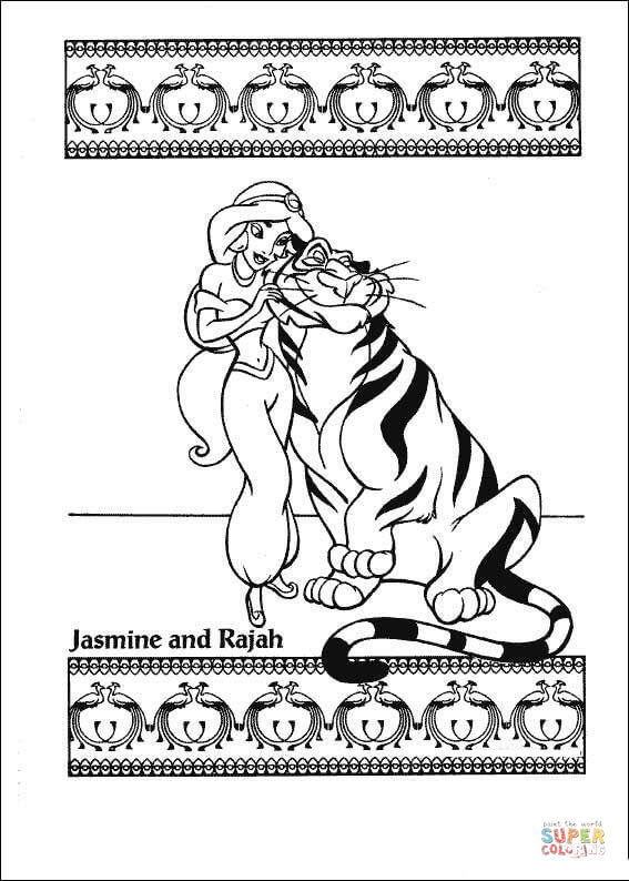 Jasmine and rajah coloring page free printable coloring pages