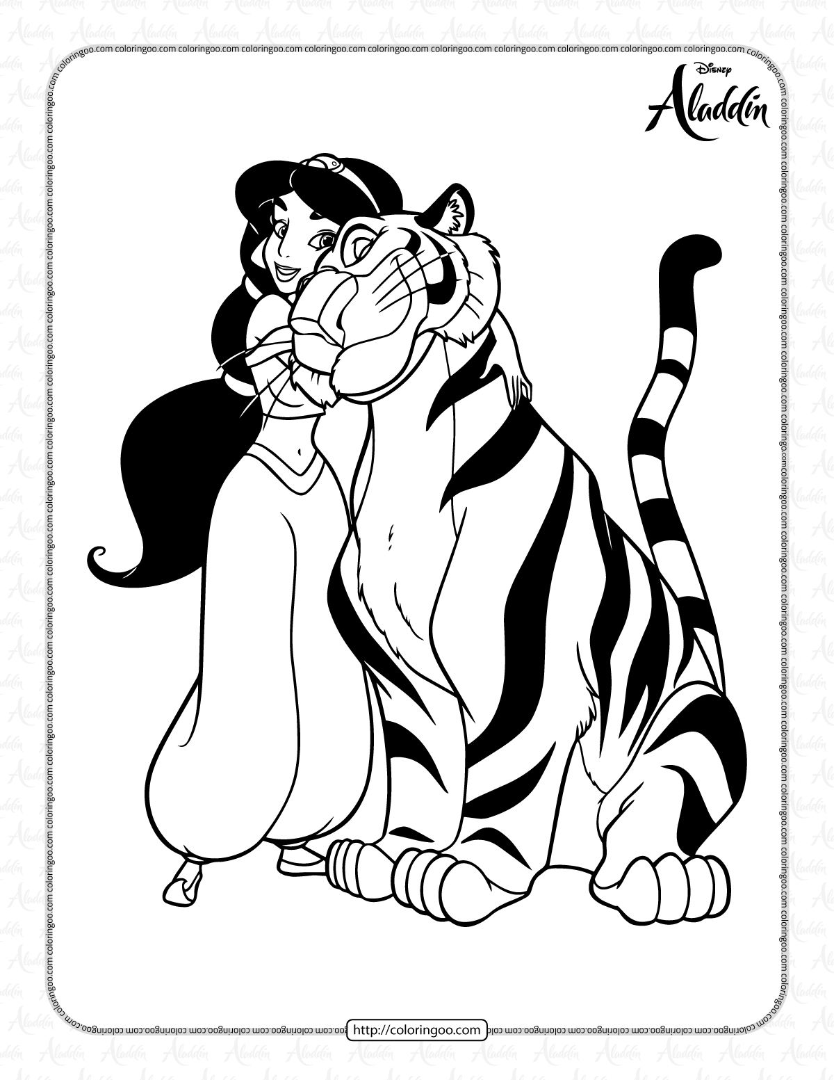 Jasmine and rajah coloring pages
