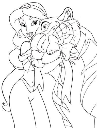 Princess jasmine and rajah a magical disney coloring page