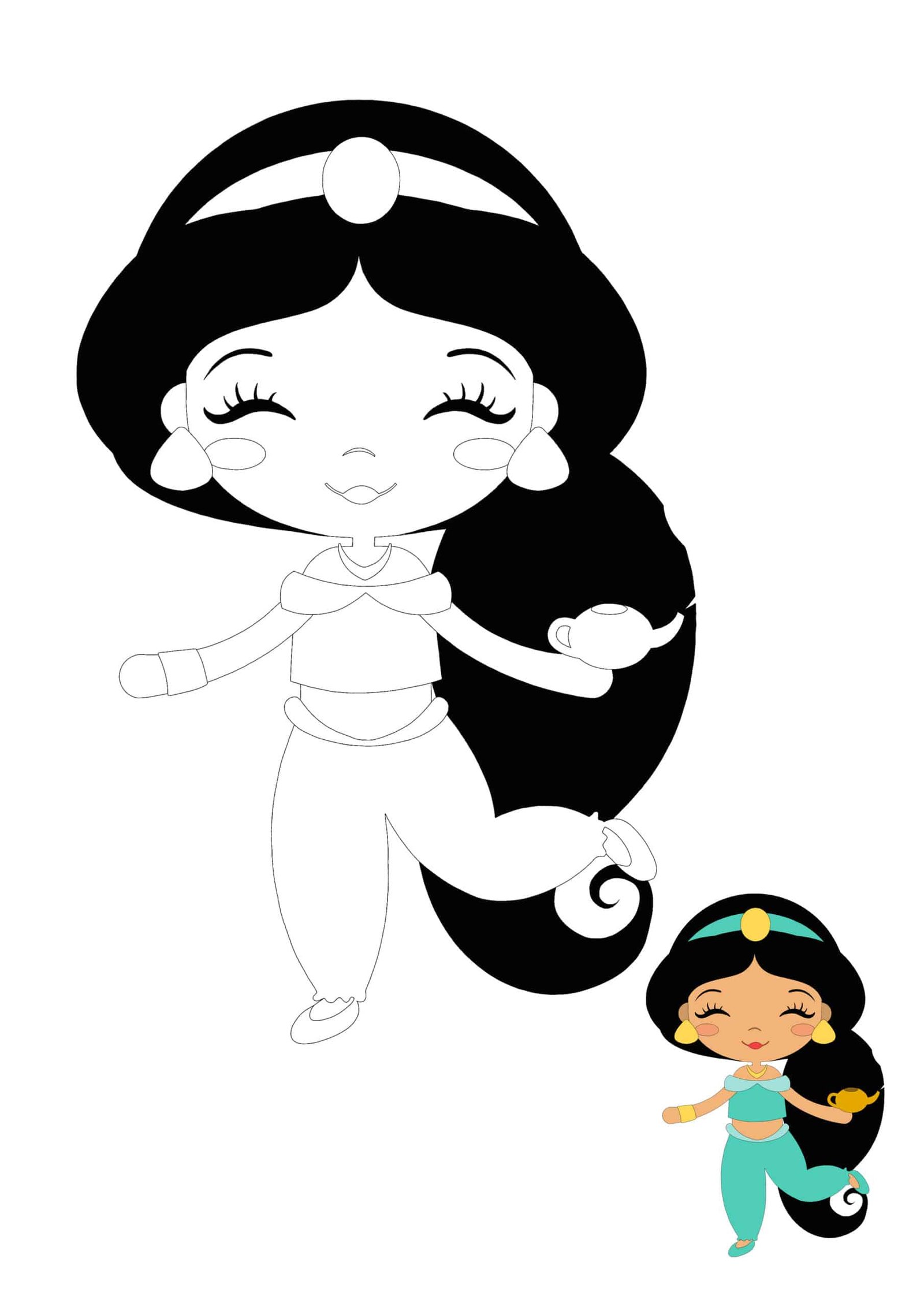 Baby disney princess jasmine coloring pages