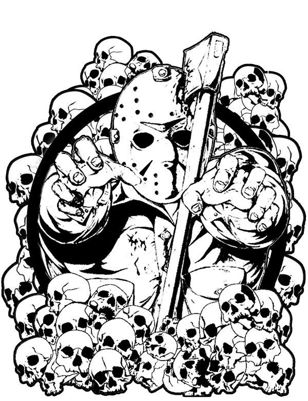 Jason voorhees monster coloring pages halloween canvas art dark art tattoo