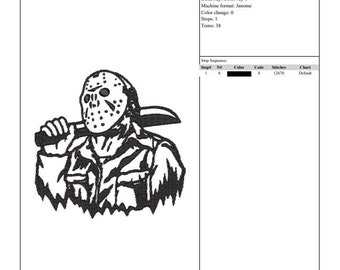Embroidery file jason voorhees instant download