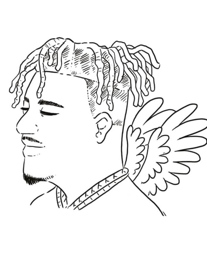 Rapper with angel wings coloring page