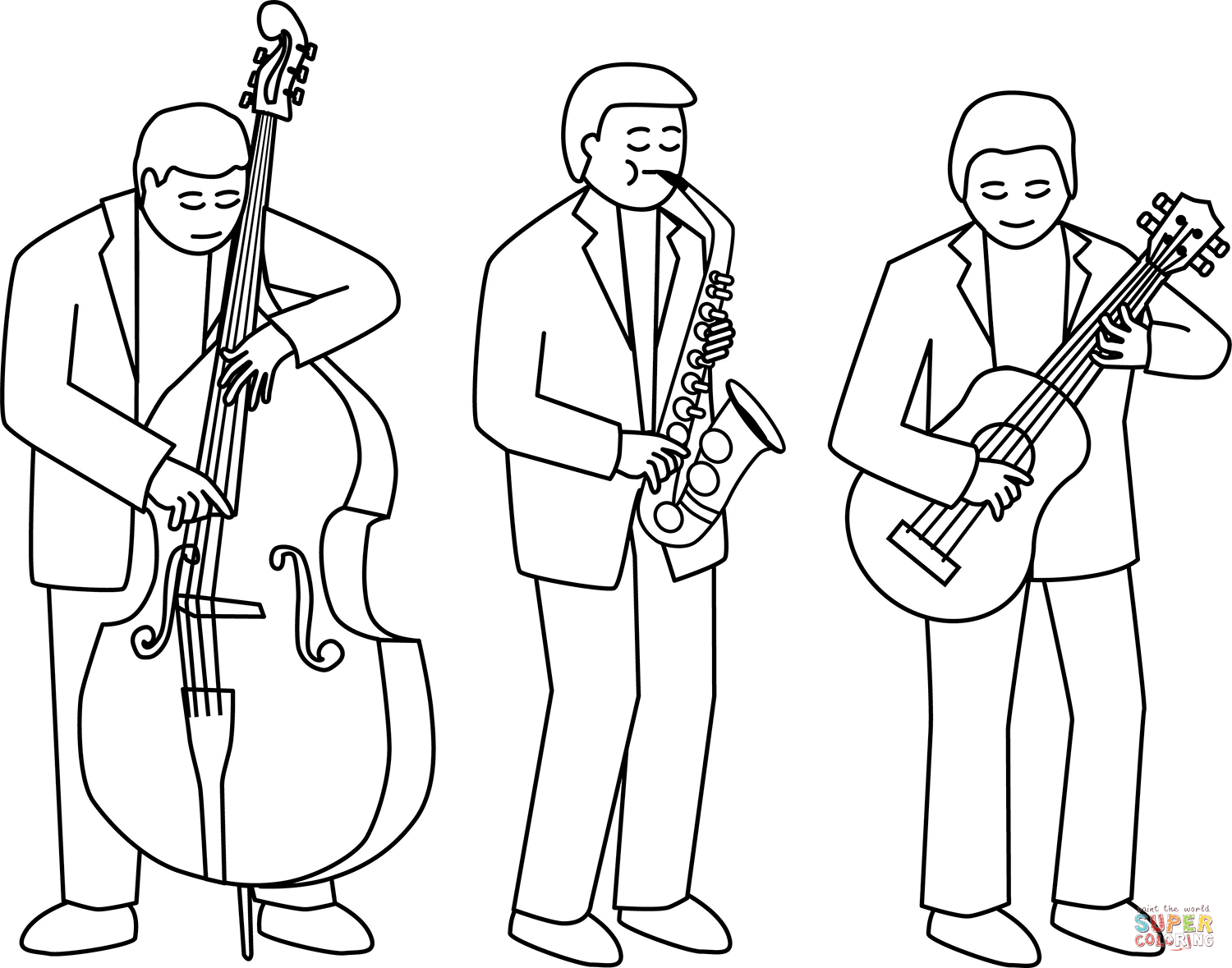 Jazz musicians coloring page free printable coloring pages