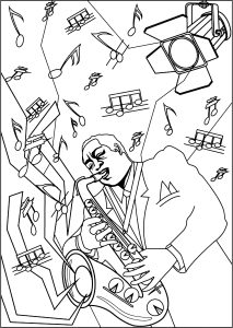 Jazz coloring pages for adults kids