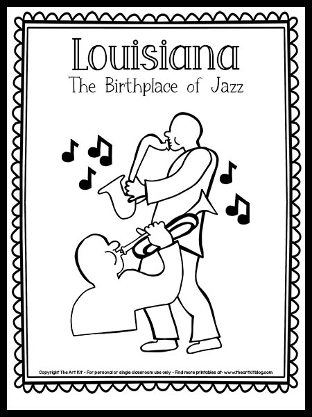 Louisiana jazz music coloring page free printable â the art kit