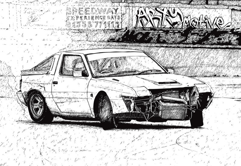 Starion drift car black and white by artymotive on