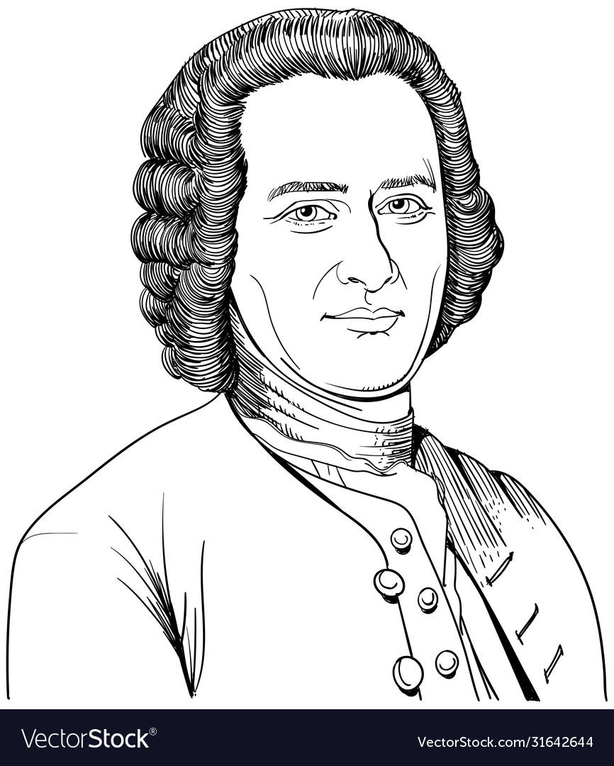 Jean jacques rousseau bw royalty free vector image