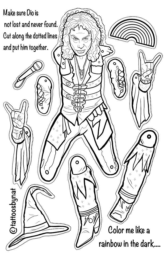 Tattoo artist creates hard rocking paper doll coloring book