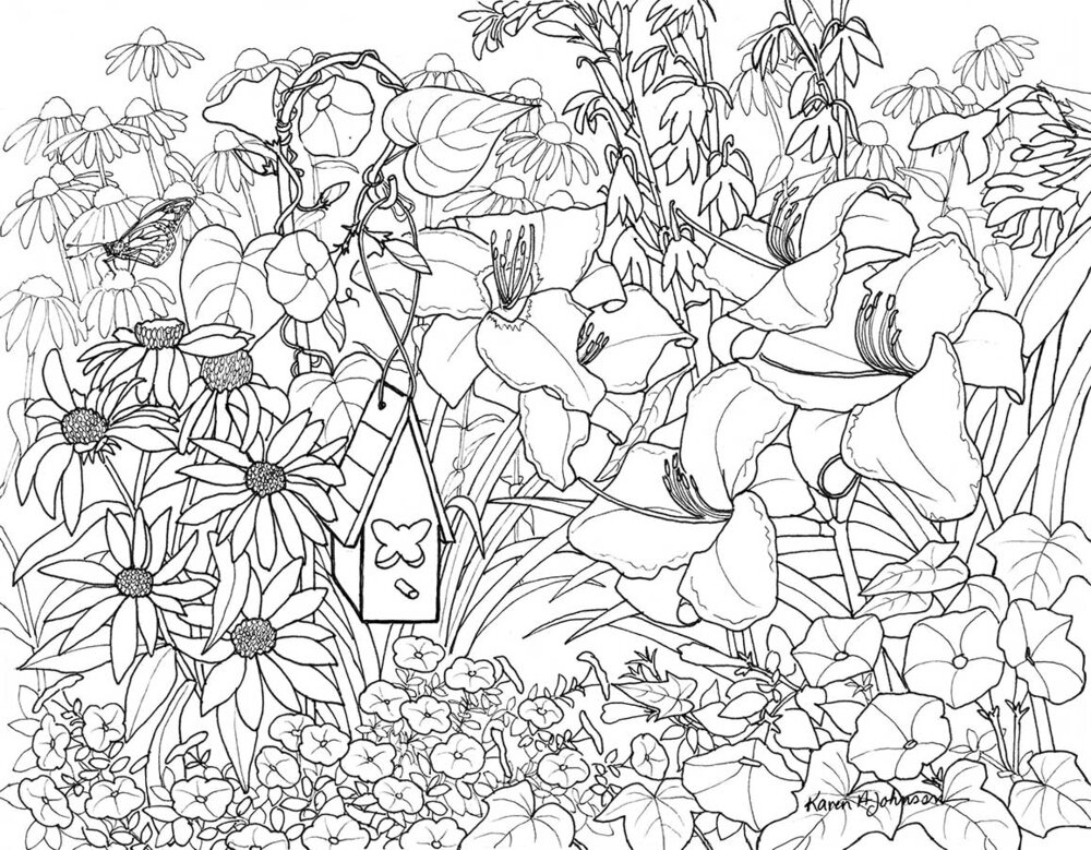 Jeans garden coloring page â karens nature art