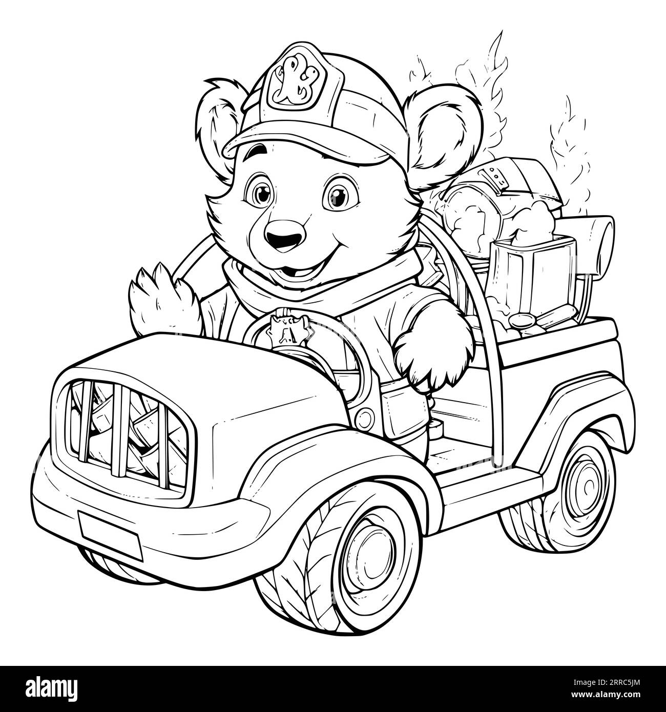 Simple firetruck coloring page cut out stock images pictures