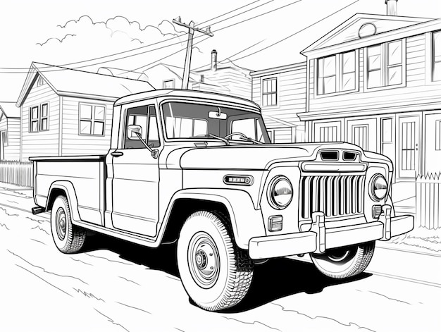 Premium ai image coloring pages of old trucks old jeep coloring pages generative ai