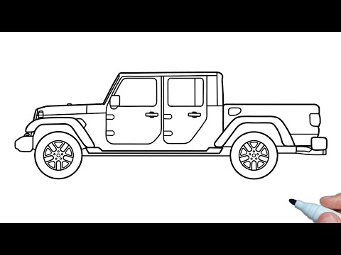 How to draw a jeep gladiator rubicon step by step