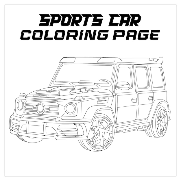 Premium vector x sports jeep coloring page for kids