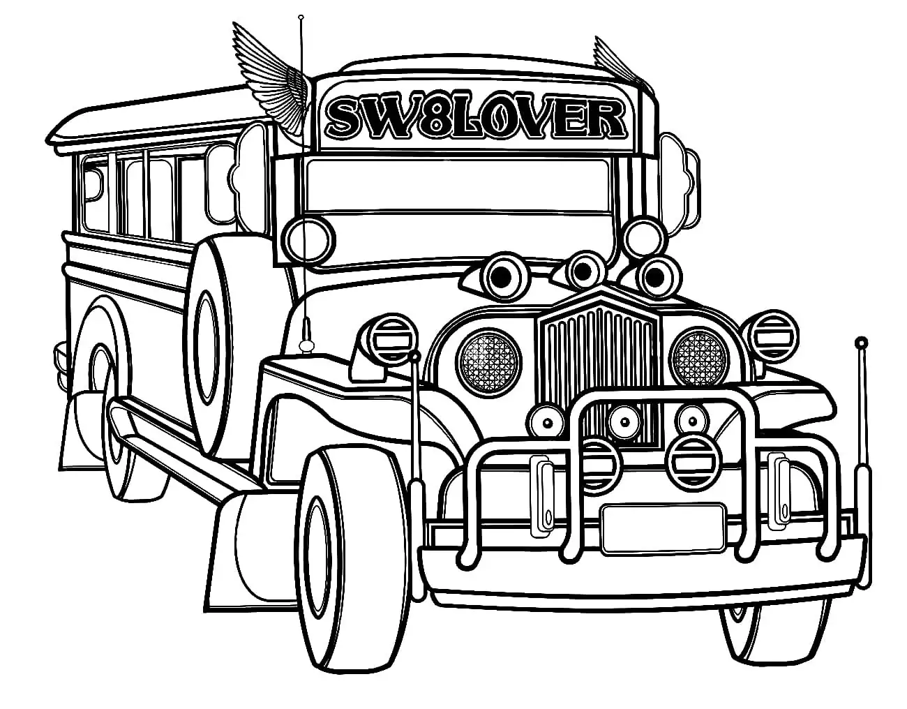 Jeepney printable coloring page