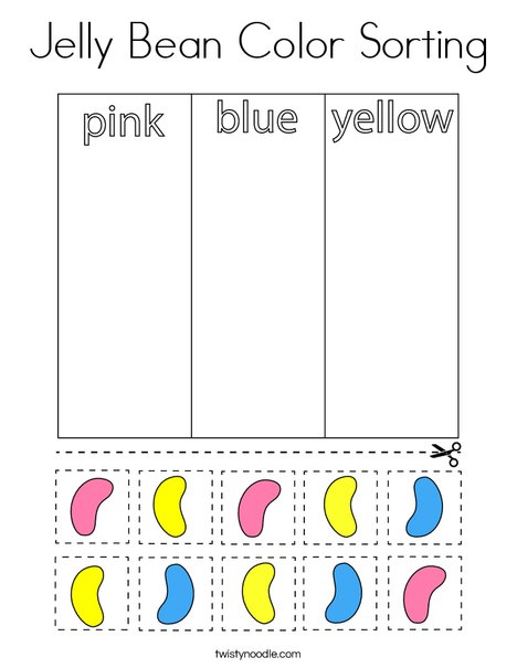 Jelly bean color sorting coloring page