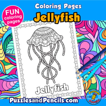 Zentangle jellyfish coloring page activity mindfulness coloring pages for kids