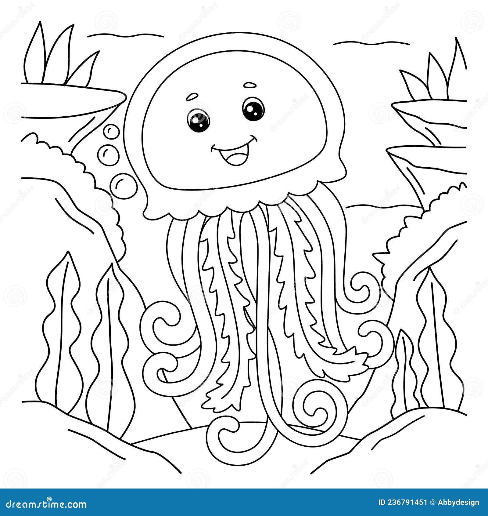 Jellyfish coloring page for kids stock vector