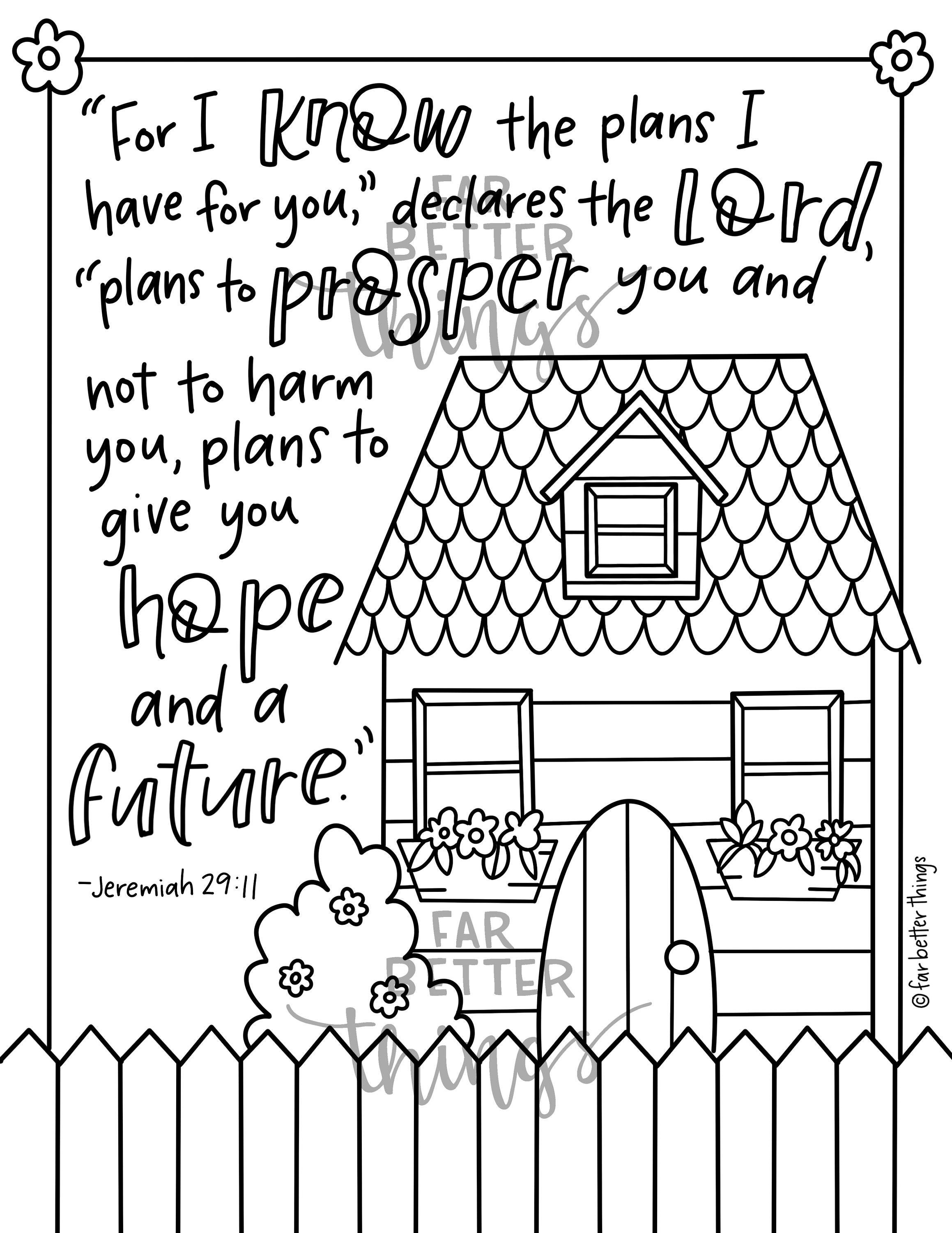 Bible verse coloring page jeremiah printable coloring page bible coloring page christian kids activity sunday school activity