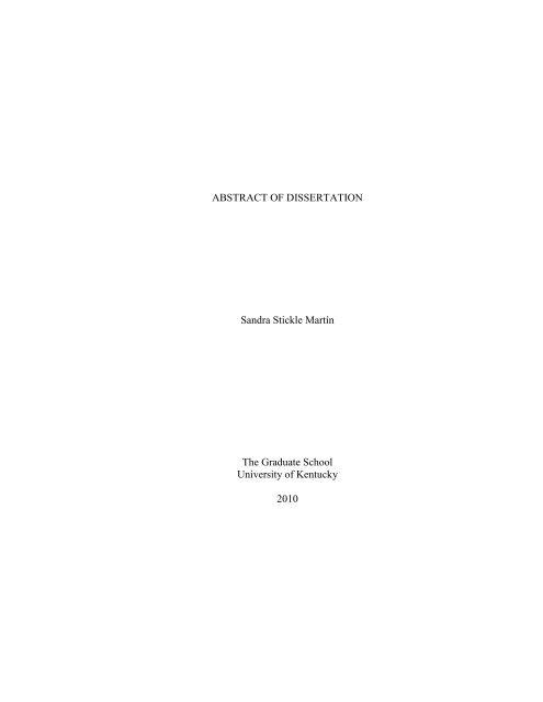Abstract of dissertation sandra stickle martãn the graduate