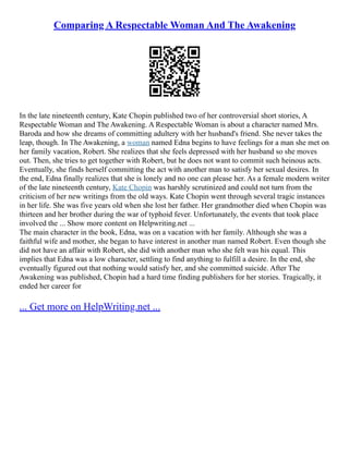 Comparing a respectable woman and the awakening pdf