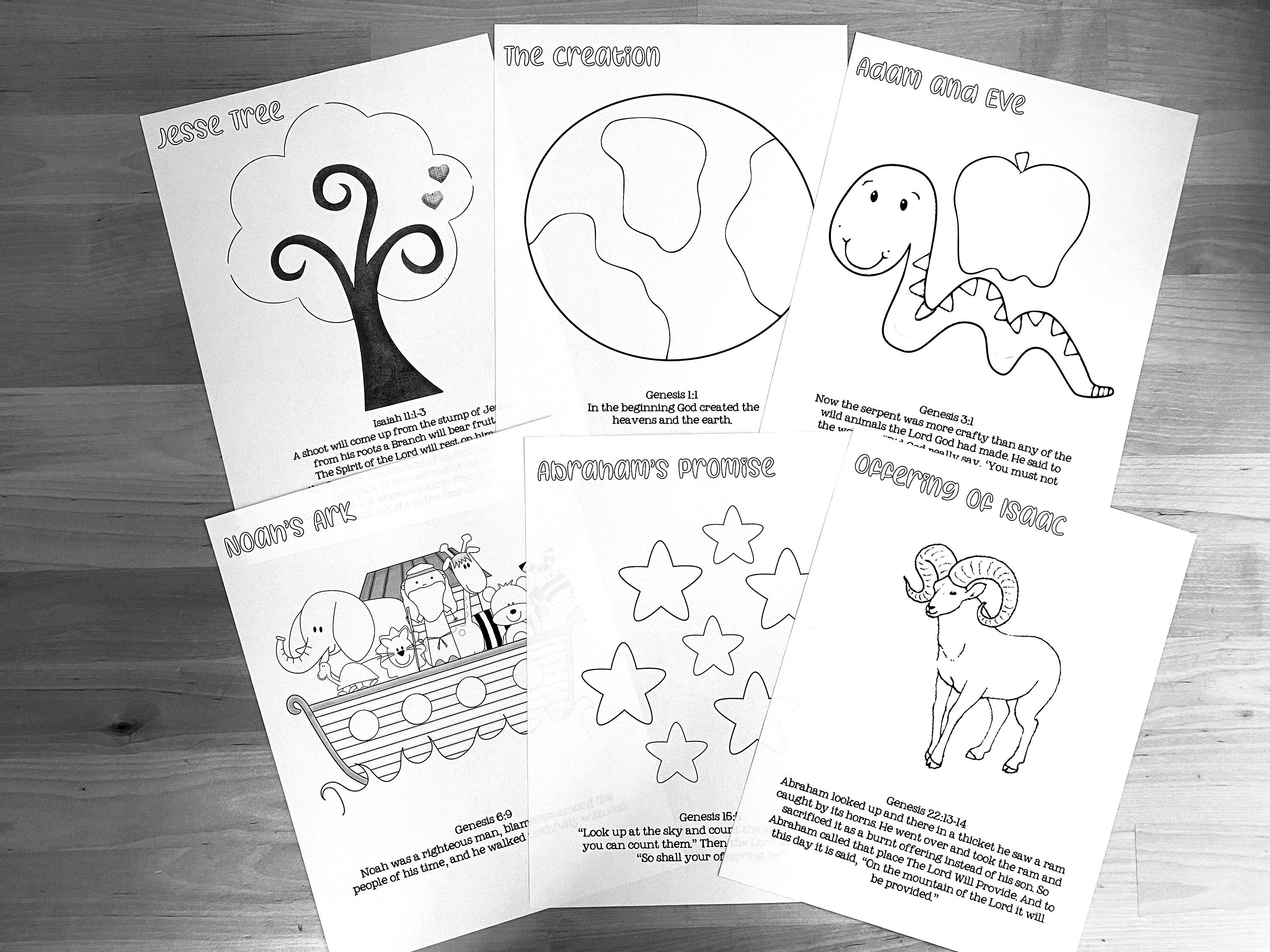 Printable jesse tree coloring pages advent cards countdown to christmas devotional kids bible stories download now