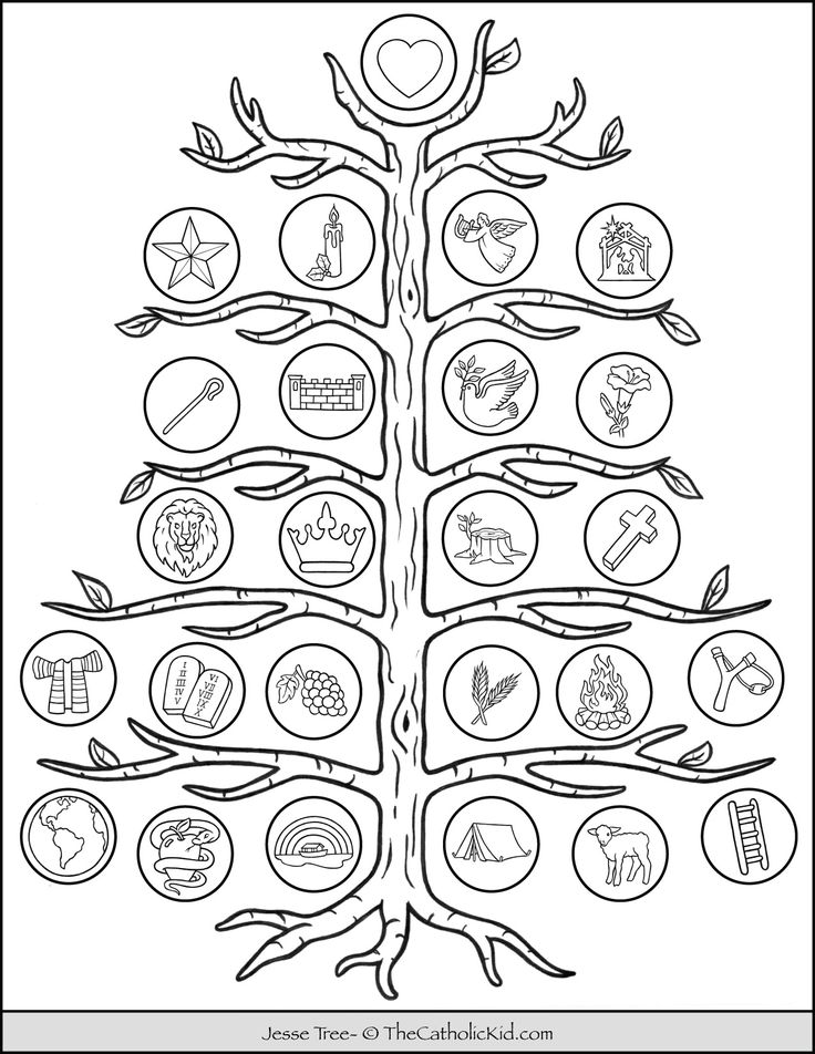 Decorate a jesse tree coloring page