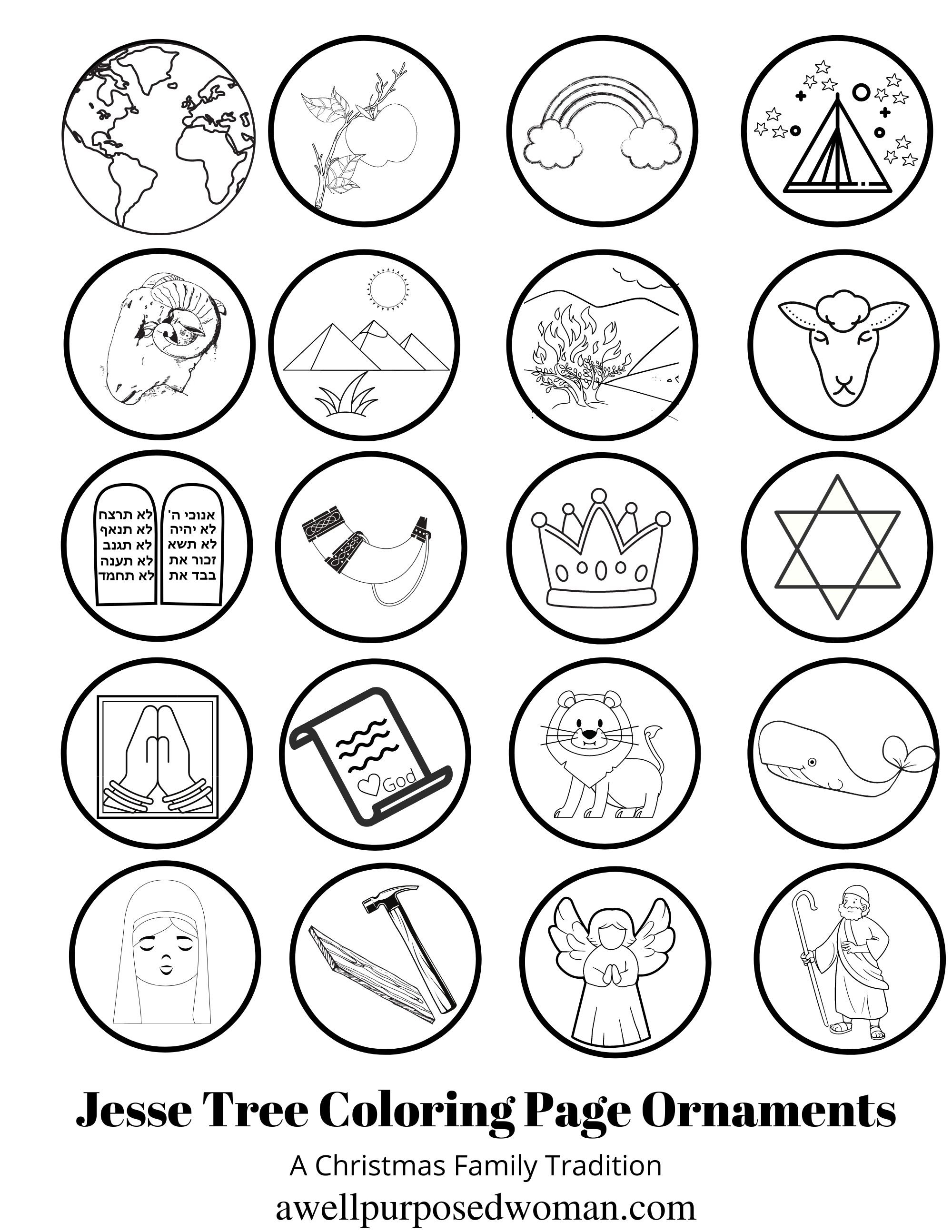 Jesse tree ornaments printable coloring pages