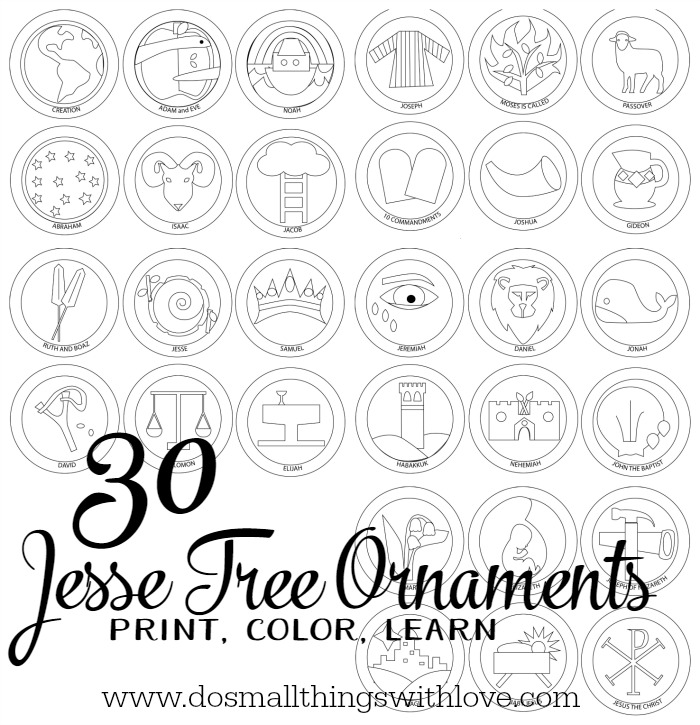 Jesse tree ornaments to print and color
