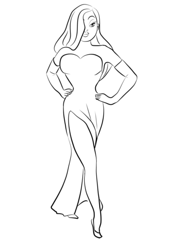 Jessica rabbit coloring page free printable coloring pages