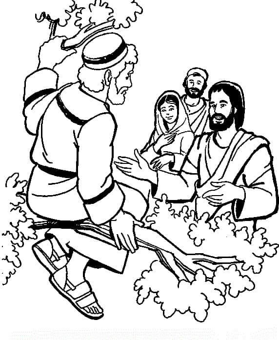 Zacchaeus on a tree coloring page