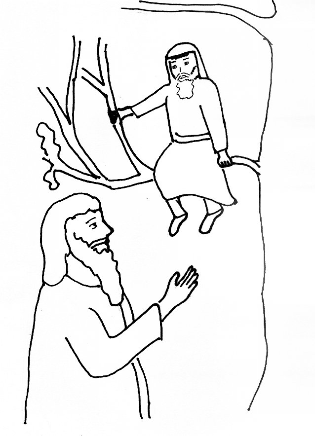 Bible story coloring page jesus and zacchaeus free bible stories for children