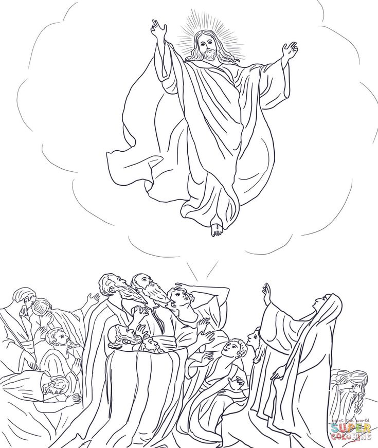 Jesus ascends to heaven coloring page from jesus resurrection category select from printable crâ jesus coloring pages coloring pages heart coloring pages