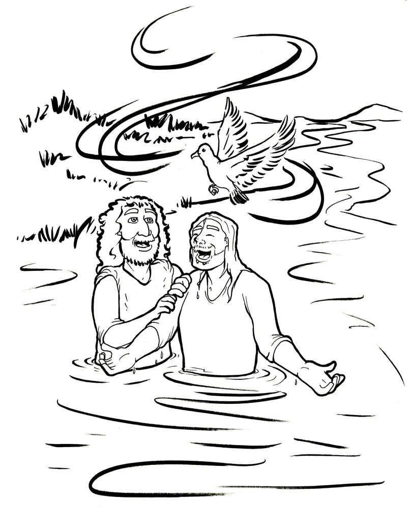 Jesus is baptized coloring page