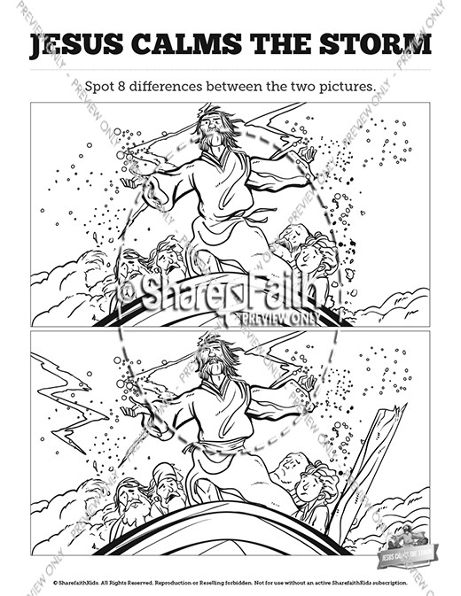 Jesus calms the storm kids spot the difference clover media
