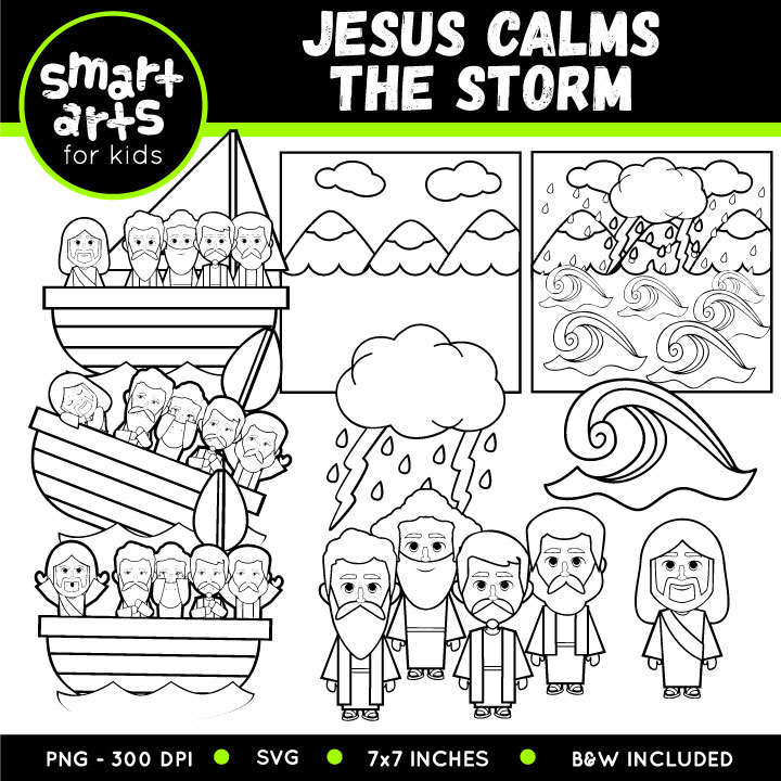 Jesus calms the storm clip art