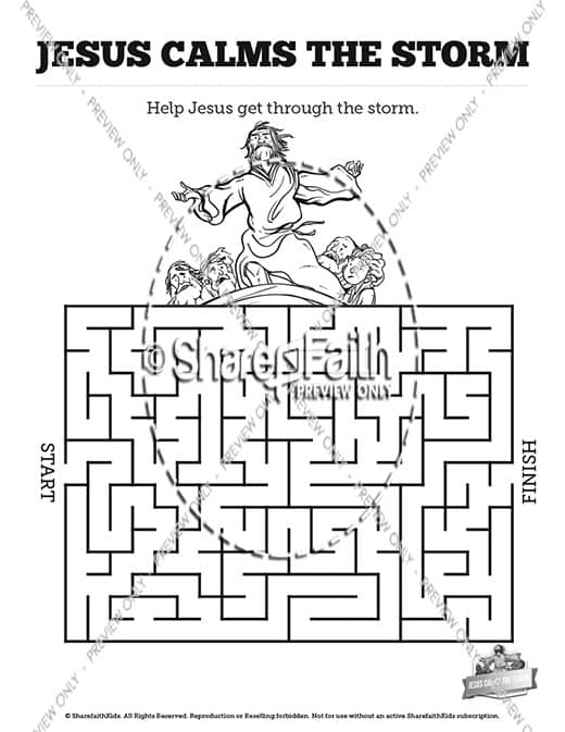 Jesus calms the storm bible mazes â