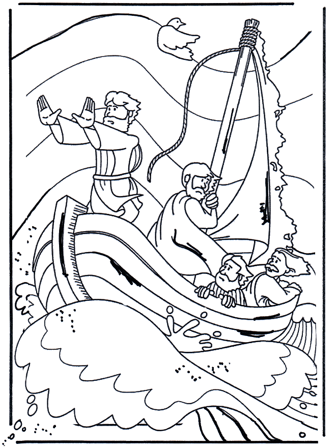 Printable jesus calms the storm coloring page